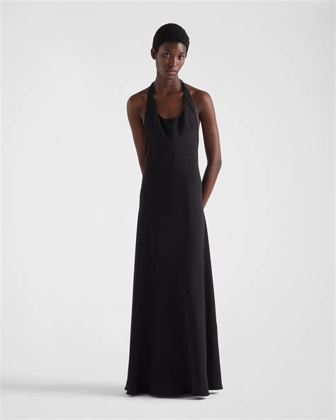 prada long dress black crystal straps|Black Embroidered Sablé Dress .